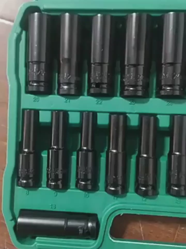 20pc 12 Dr. Black Hex Impact Socket Set (8-32mm) - Auto Repair